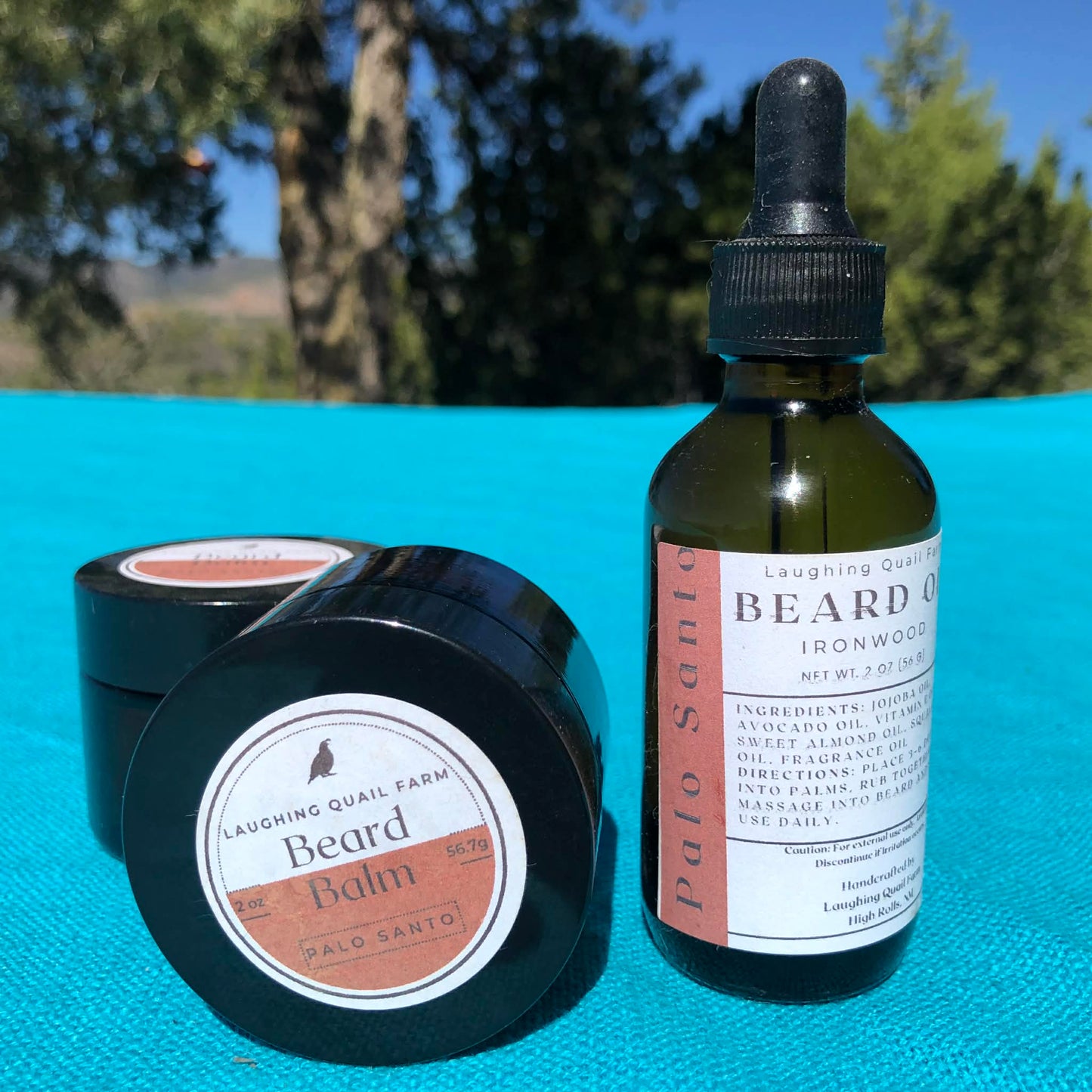 Premium Beard Balm – 2 oz Glass Jar | Palo Santo & Mahogany or Ironwood