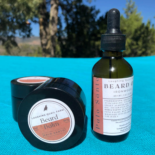 Premium Beard Balm – 2 oz Glass Jar | Palo Santo & Mahogany or Ironwood